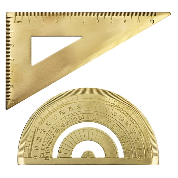 CCOCC 2026 New Brass Triangle Ruler Protractor Set for Math&Drafting for School, Office, Architecture, Engineering