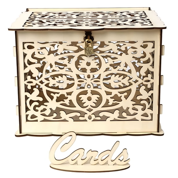 CCOCC 2026 New Card Box for Wedding Reception,Glittery Wooden Card Boxes with Lock,Gift Card Box Money Holder for Reception Anniversary Shower Rustic Wedding Decorations Graduation Party Decorations