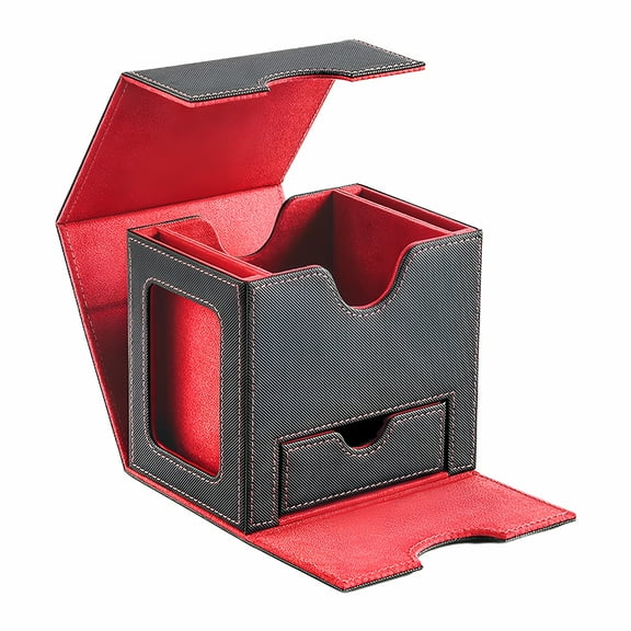 CCOCC 2026 New Card Box for Commander Design,Display 100 Double Sleeved Cards,35Pt Card Brick&Dice Tray,Black/Red