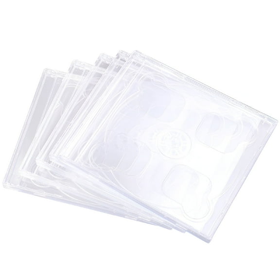 CCOCC 2026 New Cd Box 5Pcs Dual Cd Jewel Case with Assembled Clear Tray Standard Empty Clear Replacement Dvd Case Portable Cd Package Case (Transparent)