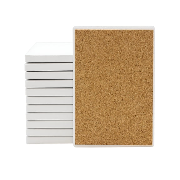 CCOCC 2026 New Ceramic Tiles for Crafts and Coasters - 4" Square Tiles with Cork Backers Coasters for Men for Diy Projects, Home Decor, Gifts, Art Crafts, 12 Pack