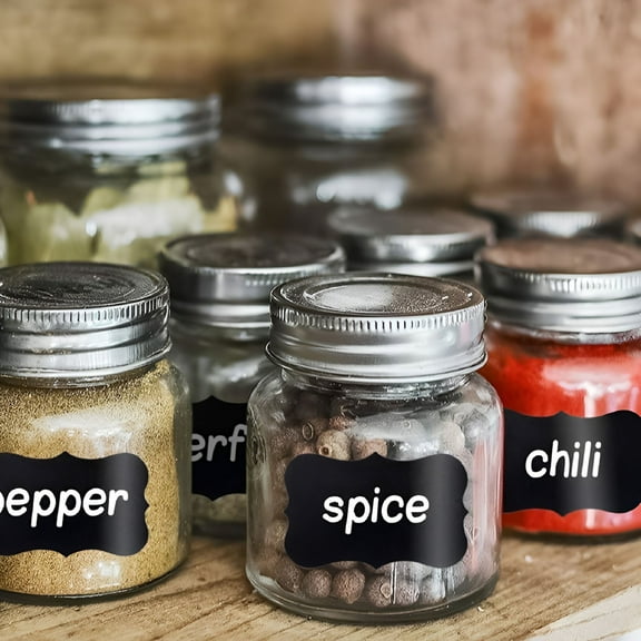 CCOCC 2026 New Chalkboard Labels,150 Pcs Black Reusable Waterproof Labels Stickers with 1 White Chalk Marker,Kitchen Pantry Sticker Labels for Containers,Mason Jars,Condiments,Food Storage