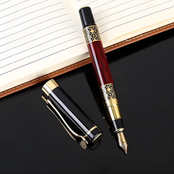 CCOCC 2026 New Chinese Style Wood Grain Fountain Pen Pen Vintage Collection with Ink Converter Smooth Writing Calligraphy Business Gift,1*Chinese Style Wood Grain Fountain Pen