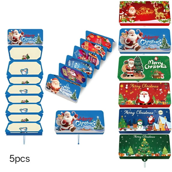 CCOCC 2026 New Christmas Cash Gift Envelope Christmas Money Gift Card Holder-10 Slot Creative Cash Envelope for Holiday Gifting Stocking Stuffers Secret Santa Present with Festive Design&Tassel(5Pcs)