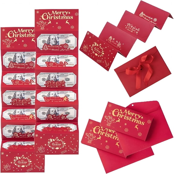 CCOCC 2026 New Christmas Cash Gift Envelopes-Creative Xmas Money Holders with 6/10 Slots,3D Pop-Up Surprise Envelopes with Clip&Ribbon for Holiday Gifting