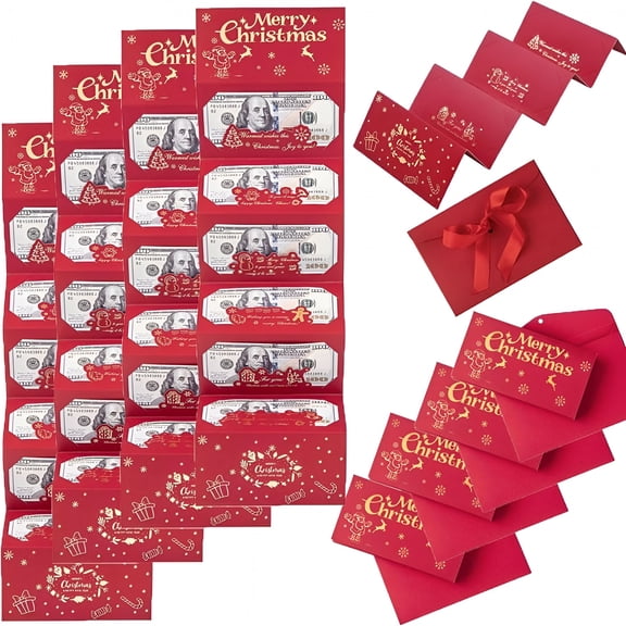 CCOCC 2026 New Christmas Cash Gift Envelopes-Creative Xmas Money Holders with 6/10 Slots,3D Pop-Up Surprise Envelopes with Clip&Ribbon for Holiday Gifting