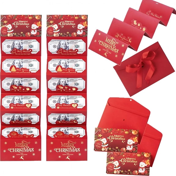 CCOCC 2026 New Christmas Cash Gift Envelopes-Creative Xmas Money Holders with 6/10 Slots,3D Pop-Up Surprise Envelopes with Clip&Ribbon for Holiday Gifting