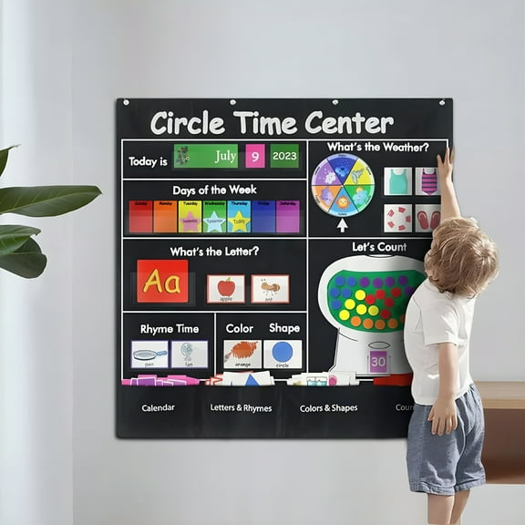CCOCC 2026 New Circle Time Learning Center Pocket Chart Wall Hanging for Kindergarten for Classroom, Preschool, Teaching, Learning, Activities