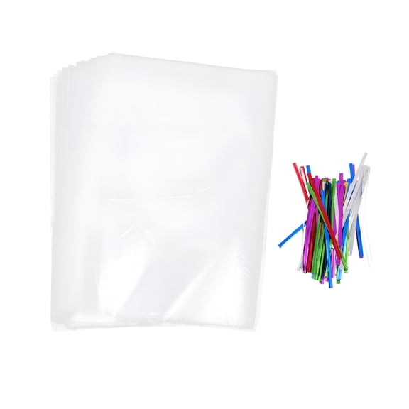 CCOCC 2026 New Clear Cookie Bags Bread Packing Pouch 100 Sets Transparent Gift Biscuit Cellophane Dessert Airtight for Cookies,Candy,Bread,Snacks