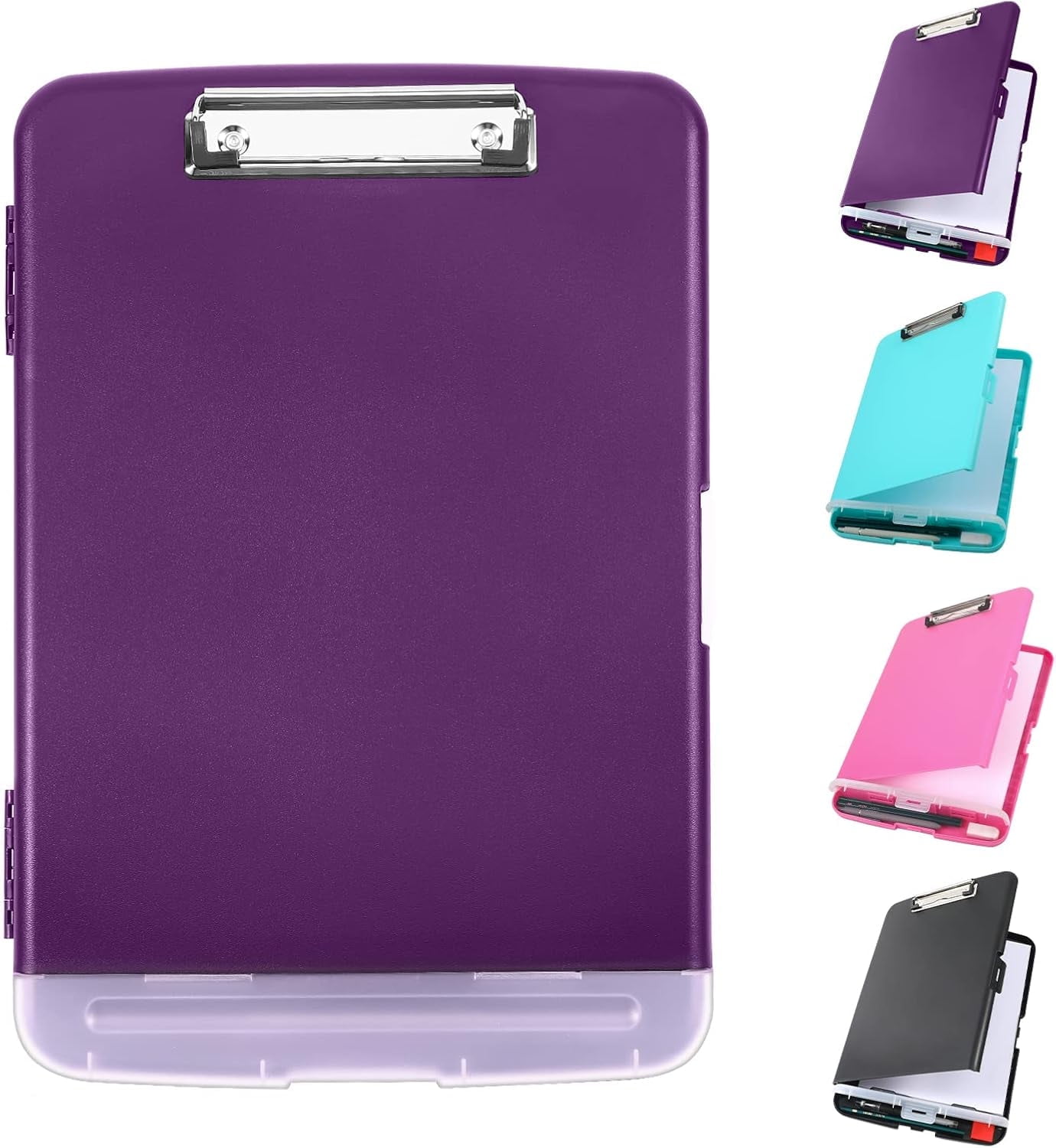 CCOCC 2026 New Clipboard with Storage,Large Capacity Nursing Clipboards with Low Profile Clip,Heavy Duty Plastic Storage 8.5X11 Clip Board with Pen Holder,Side-Opening,A4 Organization Box for Writing