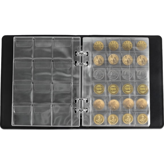 CCOCC 2026 New Coin Collection Book Loose Leaf Penny Collection Album Large Capacity 360 Grids Pressed Penny Book with Wear Resistant Leather Cover for Collectors