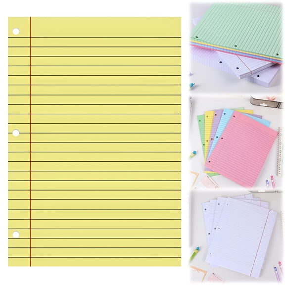 CCOCC 2026 New Colored 3-Hole Punch Paper,Lined Notebook Filler,200-Sheet College-Ruled Paper,3-Hole Punched Filler Sheets,Pastel Aesthetic Notebook Refill,Notebook Paper