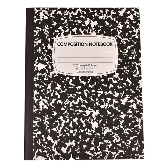 CCOCC 2026 New Composition Notebook,College Ruled Composition Book,Marble Composition Notebooks for Classroom Study,100 Sheets Per Comp Book,Hard Cover,Sewn Binding,9-3/4" X 7-1/2",Black