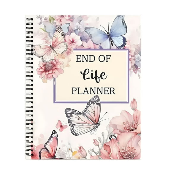 CCOCC 2026 New Comprehensive End of Life Planner with Floral and Butterfly Design Spiral Bound Organizer for Peace of Mind,For Planning,Record,Organization,Home