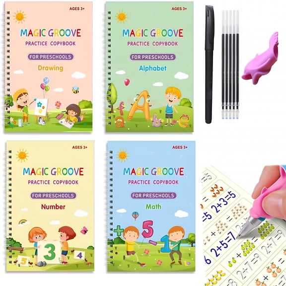 CCOCC 2026 New Copybook,Magic Grooved Practice Copybook,Reusable Writing Practice Book,Handwriting Practice Book 5 Pack