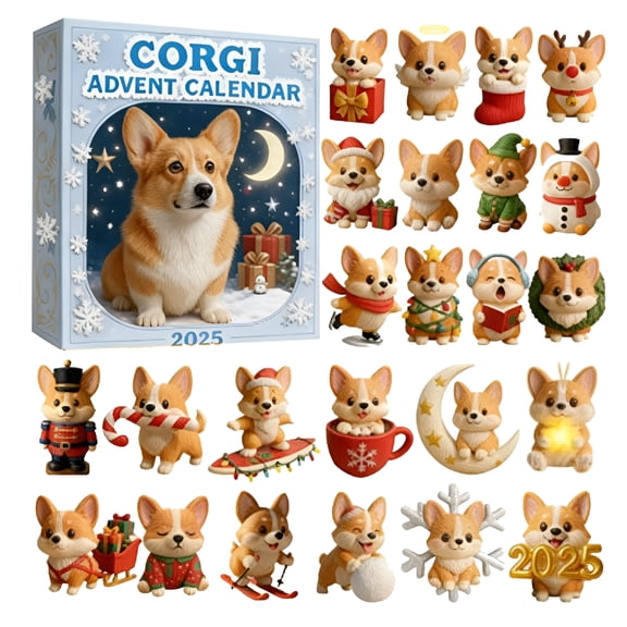 CCOCC 2026 New Corgi Advent Calendar- 24 Days Christmas Countdown with Adorable Corgi Figurines,Perfect for Birthday&Holiday Gifts for Home, Office, Classroom, Party Decorations