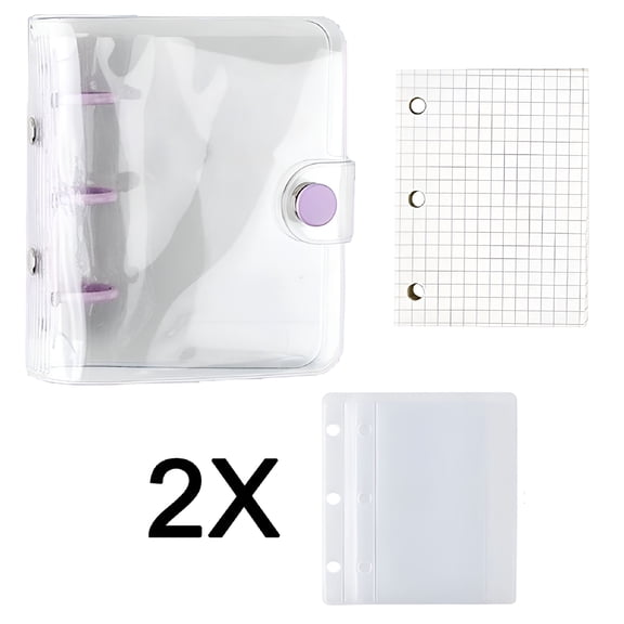 CCOCC 2026 New Creative Transparent 3 Ring Mini Loose-Leaf Hand Book Student Portable Notebook Ring Binder for School,Home,Office,Students,Organization School Accessories