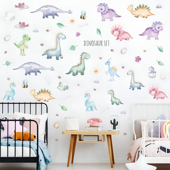 CCOCC 2026 New Dinosaur Wall Stickers Removable Wall Decals Nursery Kids Room Baby Watercolour for Nursery, Kids Room, Baby Room, Home Decor, Wall Art, Dinosaur Theme, Playful Decoration