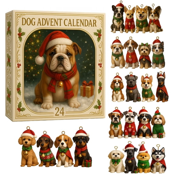 CCOCC 2026 New Dog Advent Calendar with Treats for Christmas Countdown Holiday Pet Gift Fun Daily Surprise for Dogs 12Inch Dog Treat Advent Calendar