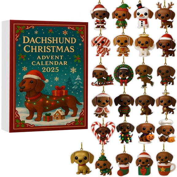 CCOCC 2026 New Dog Lovers Advent Calendar, Dachshund Advent Calendars-24 Days of Christmas,Includes 24 Unique Dachshund Decorations for Dog Lovers