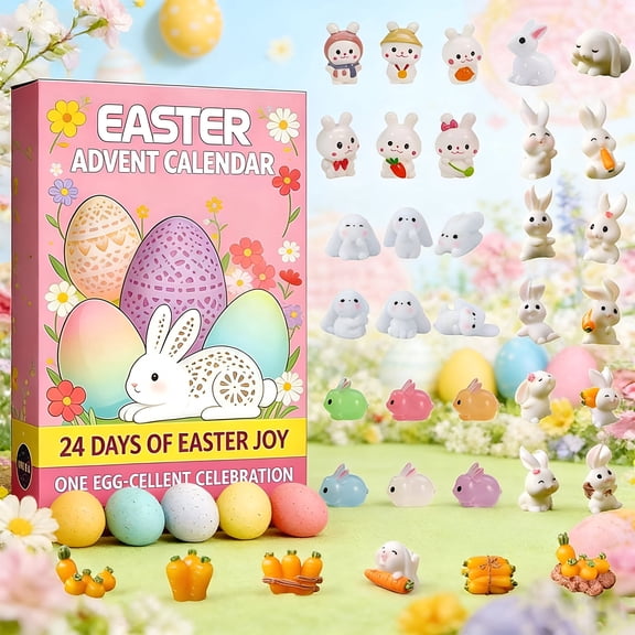 CCOCC 2026 New Easter Advent Calendareaster Bunny Countdown Calendarcollectible Easter Bunny&Carrot Ornaments for Holidayadvent Calendar Gift for Home,Party,School,Holiday Decor,Gift