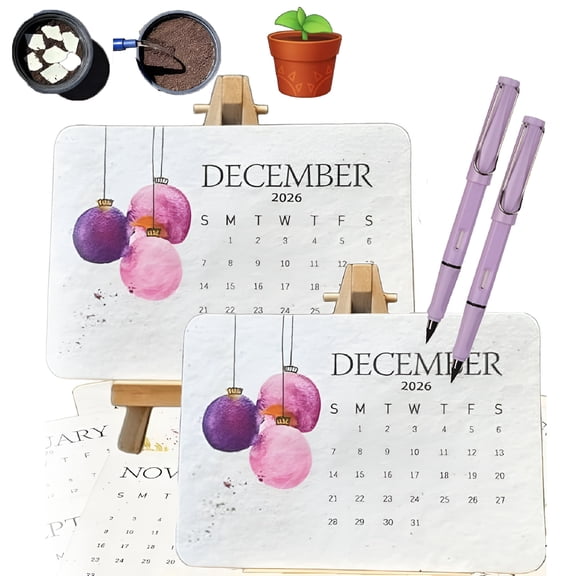 CCOCC 2026 New Eco-Friendly Plantable Love Seed Calendar 2026,Sustainable Monthly Green Planner with Stand,Month Biodegradable Seed Paper with Wildflower for Gifting,Gardening,Living,Home Decor