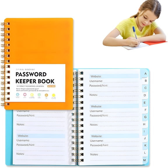 CCOCC 2026 New Elegant Password Book Address Book with Alphabetical Tabs-Hardcover Password Book for Internet Website Address Login-Password Keeper and Organizer W/Notes Section&Back Pocket(Orange)