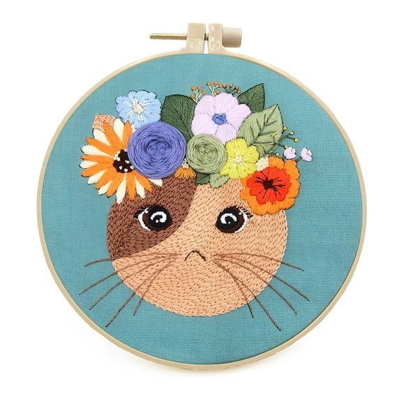 CCOCC 2026 New Embroidery Kit for Beginners,Needle Point Kits for Adults,Hand Embroidery Kit,Embroidery Starter Kit,Cat Embroidery Kit