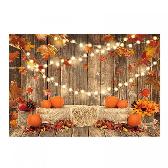 CCOCC 2026 New Fall Pumpkin Beautiful Photography Backdrop Autumn Thanksgiving Harvest Hay Leaves Wooden Background Sunflower Maple Baby Shower Banner Decoration Party Supplies Photo Booth Prop