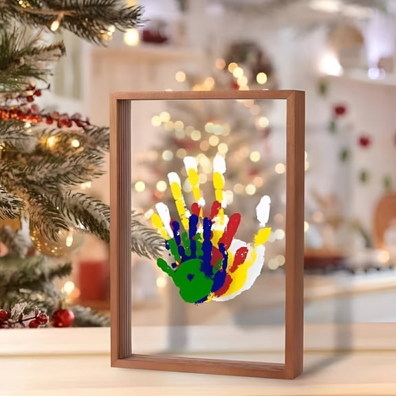 CCOCC 2026 New Family Handprint Kit,8X10 Diy Keepsake Shadow Box Frame with Polished Plexiglass & Paint,Baby Hand/Footprint Memory Gift for New Parents,Baby Shower,Mother'S Day Baby Keepsake Box