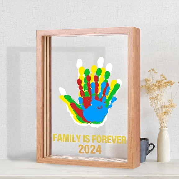 CCOCC 2026 New Family Handprint Kit-Baby Hand and Footprint Kit,Adoption Gifts,Family Gifts for New Parents,New Mom,Newborn Keepsake Wooden Frame,Baby Shower Gifts for Boys and Girls(Brown)