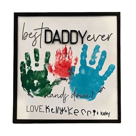 CCOCC 2026 New Fathers Day Diy Wooden Handprint Sign Kit-Parent Child Engraved Keepsake for Personalized Gift&Family Memory Craft for Kids,Parents,Home,Gift,Family Activities