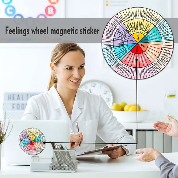 CCOCC 2026 New Feelings Wheel Magnet Fridge Large 5 Inch,Magnetic Emotion Wheel Chart Magnet for Therapy School Counselor,Social Worker,Counseling Office Decor for Classroom, Home, Clinic, Office