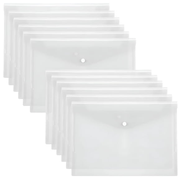 CCOCC 2026 New File Folders 12 Packs Plastic Envelopes Clear A5 Letter Size Poly Envelopes Folders with Snap Closure for School Office & Craft & Stationery