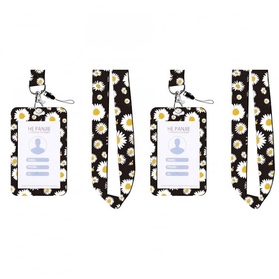 CCOCC 2026 New Flower Plastic Name Tags Badge Id Card Holders with Lanyards Personalized Teacher Lanyards for Id Badges Women Nurse Work Letter Name Tag Floral Card Holder Gifts,2Pcs White