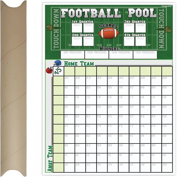 CCOCC 2026 New Football Squares Pool Board | 13 X 19" Inch Large Size | Office Party Pool Poster | Big Game Party Decorations | Football Game Party Pool Poster