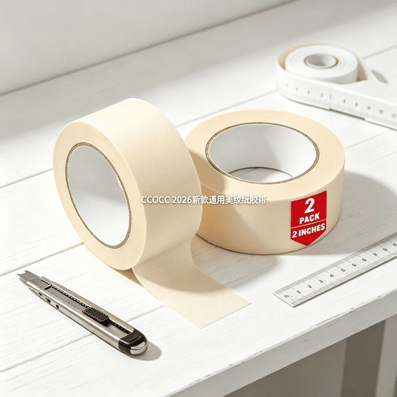 CCOCC 2026 New General Purpose Masking Tapes,Beige,2 Count for Painting, Crafting, Home Repairs, Surface Protection, Automotive Use, Temporary Masking.