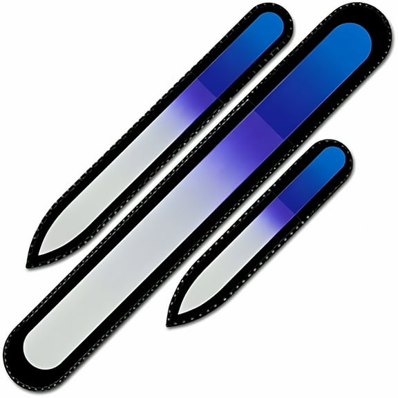 CCOCC 2026 New Glass Nail File - 3-Pack Crystal Nail File Bag - Best Glass Nail File for Natural Nails - Washable Double Sided Nail File for Home Use, Travel, Nail Care, Salon, Smoothening, Shaping.
