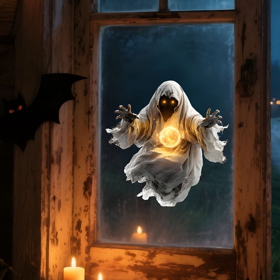 CCOCC 2026 New Halloween Window Cover Sticker - Scary Ghost Monster Sticker - Window Silhouette Cover Decorations for Haunted House Indoor/Outdoor Party Decor