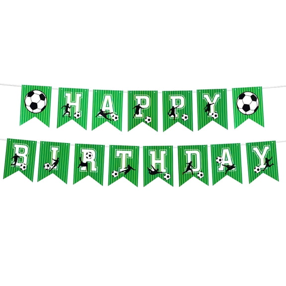 CCOCC Soccer Birthday Banner, Happy Birthday Football Party Decorations for Boys Girls, Sports Theme Bunting for Kids Birthday Party Supplies
