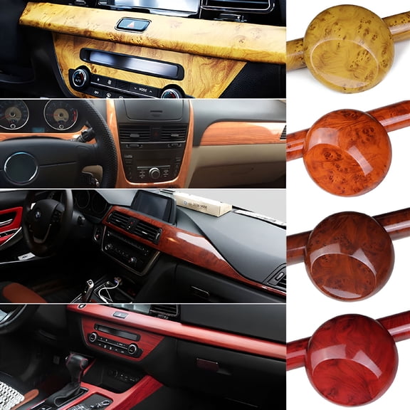 CCOCC 2026 New High Glossy Wood Grain Vinyl Wrap Sticker Decal Car Internal Wraps Self Adhesive Diy Film,Waterproof Wrap Roll Without Bubble for Car,Suv,Dashboard,Trim,100X30Cm/39.3X11.8In