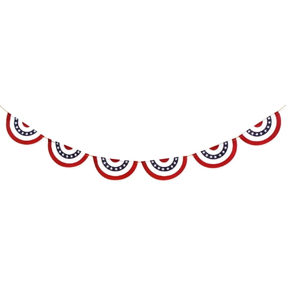 CCOCC 2026 New Independence Day Decoration String Flag,98.4X7.9" Inch Patriotic Flag Bunting Half Fan Banner Decoration Indoor/Outdoor