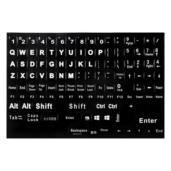 CCOCC 2026 New Keyboard Stickers,English Keyboard Replacement Sticker with Black Background and White Big Lettering for Computer Notebook Laptop Desktop Keyboards,Matte Alphabet Sticker