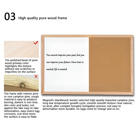 CCOCC 2026 New Magnetic Wood Whiteboard Cork Board Combination Blank Message Board for Office for Offices, Workspaces, Home Offices, Meetings, Organization, Note-Taking, Communication