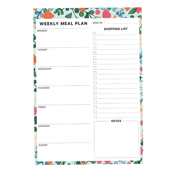 CCOCC 2026 New Meal Planner Floral Theme Fridge Magnet Magnetic Removable Weekly Planner Notepad Fitness Menu Recipe List Easy Tear Off Suitable for Kitchen Gym(B,Paper)