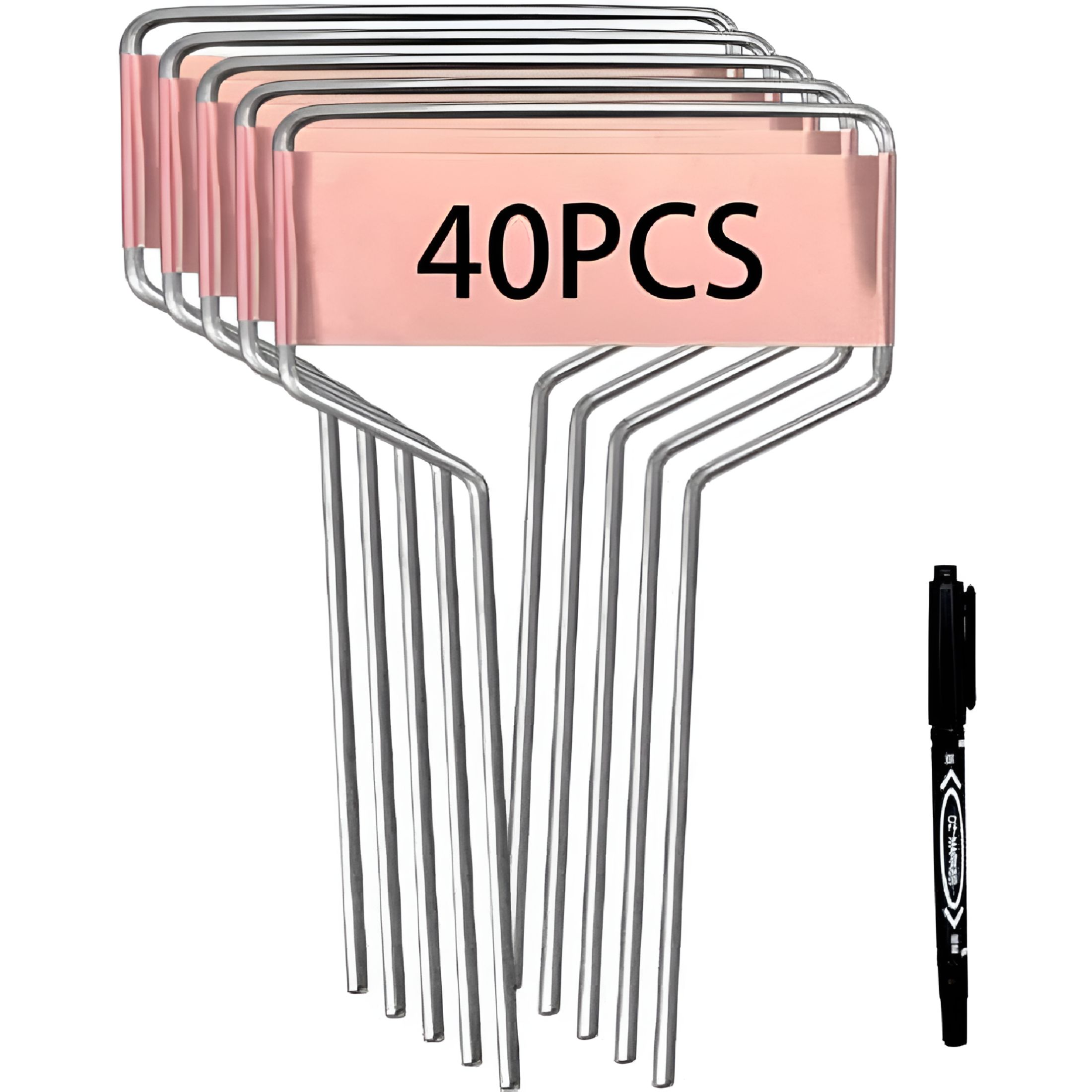 CCOCC 2026 New Metal Plant Labels 40 Pack,Weatherproof Metal Tag Garden Markers Engravable Label Markers for Plants Vegetables Herb Seedlings Flowers with A Pen