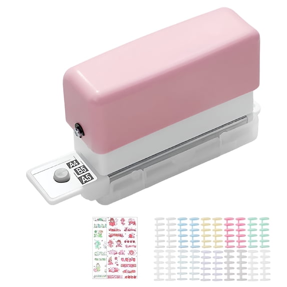 CCOCC 2026 New Mini 5-Hole Binding Machine - 5 Holes Binding Machine with 20 Loose-Leaf Binding Strips - Easy to Add Or Remove Papers