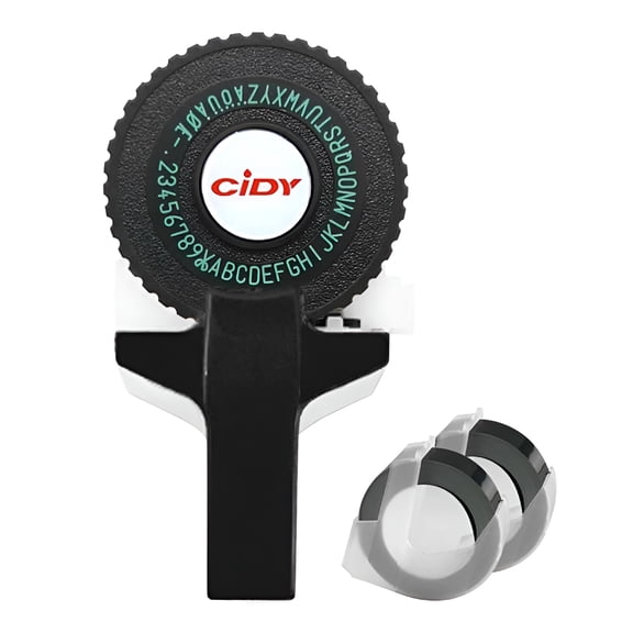 CCOCC 2026 New Mini Manual Embossing Label Maker, Abs 10.55.55.3Cm with 2X Tape, No Batteries Required, Easy Cut for Ledger Organization