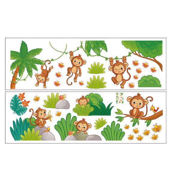 CCOCC 2026 New Monkey Wall Sticker Wallpaper Wall Decor Bedroom Decor Office Decor Kids Stickers Decor Child, Bedroom, Nursery, Playroom, Office, Home Decor, Children'S Room, Wall Art