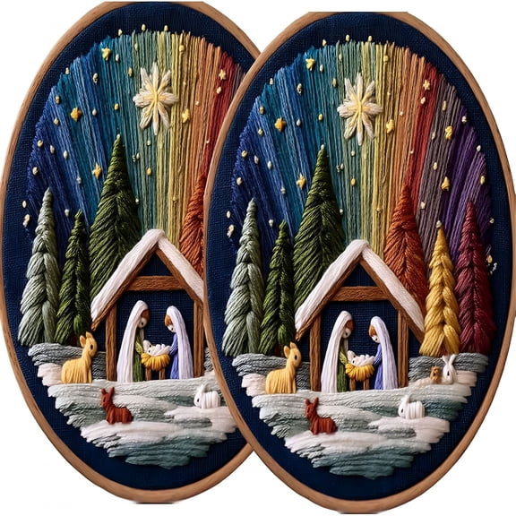 CCOCC 2026 New Nativity Scene Embroidery Kit,Diy Christmas Cross Stitch Kits for Adults Beginner Craft Set Beginner Embroidery Kit for Adults for Crafts,Home Decor,Gifts,Holiday